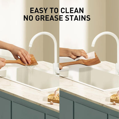 Wooden Spoons for Cooking - 5-Piece Wooden Kitchen Utensil Set made of Natural Solid Wood Material - Includes Salad Spoons, Spaghetti Spoon, Salad Fork, Flat Spatula,Slotted Spatula(A05)