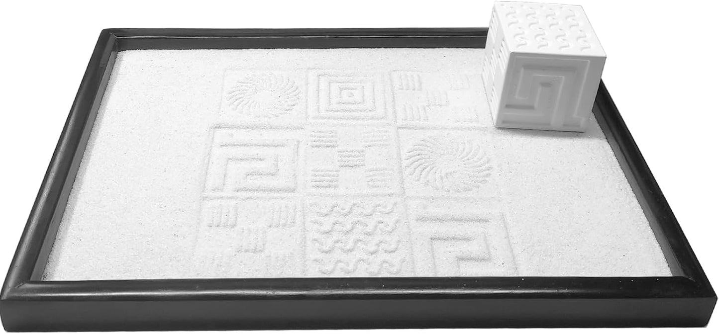 Japanese Zen Garden Kit for Desk with 3 Sand Spheres, Zen Decor with Wooden Tray and Natural Rake Torii Gate Ornament for Home & Office, Desktop Sandbox for Relaxation and Meditation