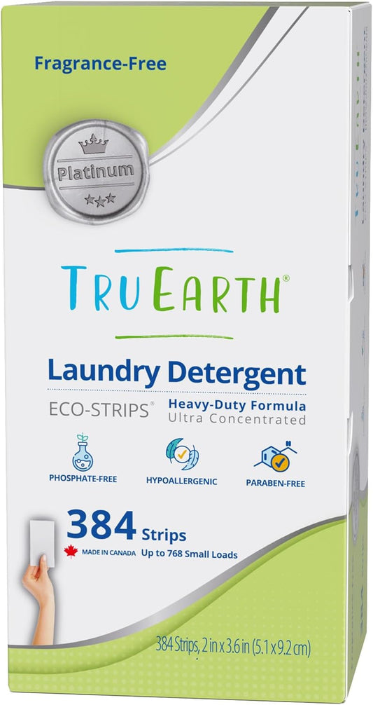 Tru Earth Platinum - Heavy Duty Laundry Detergent Sheets - Up to 768 Loads (384 Count), Fragrance