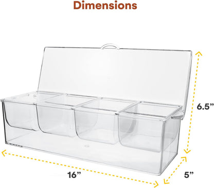 Estilo 4 Section Condiment on Ice, Clear (1-(Pack))