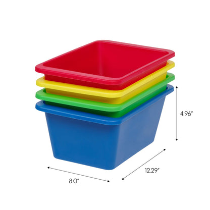 IRIS USA 4-Pack, Small Plastic Storage Bins, Stackable Organizer, Primary