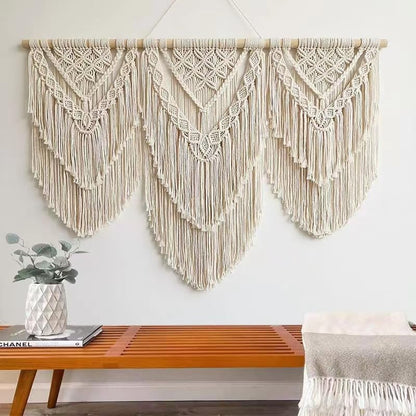 large macrame wall hanging - Boho Tapestry Macrame Wall Decor Art- Chic Bohemian Handmade Woven Tapestry Home Decoration for Bedroom Living Room Apartment Wedding Party - 43"x32" (Double-layer)