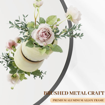 BEAUTYPEAK 30 Inch Round Mirror, Metal Frame Circle Mirror, Wall Mounted for Entryway, Bathroom, Vanity, Living Room, Black