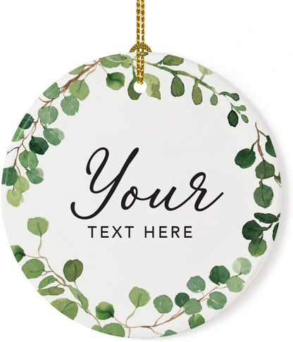 Andaz Press Personalized Round Ceramic Porcelain Christmas Tree Ornament Gift, Your Text Here, Farmhouse Eucalyptus Wreath, 1-PackGirl's Grandchild Niece Birthday Ideas