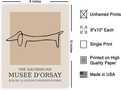 Poster Master Vintage Poster - Retro Dachshund Print - Dog Art - Line Drawing - Sketch Art - Gift for Boys, Girls & Animal Lover - Decor for Kid's Room or Nursery - 8x10 UNFRAMED Wall Art