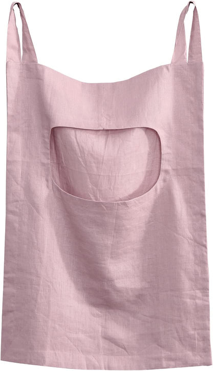 Amazhiyu 100% Linen Door Hanging Laundry Hamper Bag, 19x27 Inches Pink