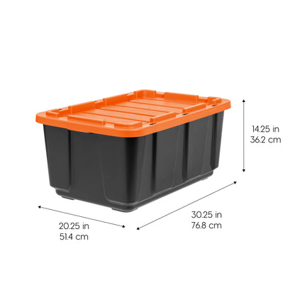 IRIS USA 3-Pack 27 Gal Heavy Duty Storage Tote Bins with Lids, Orange