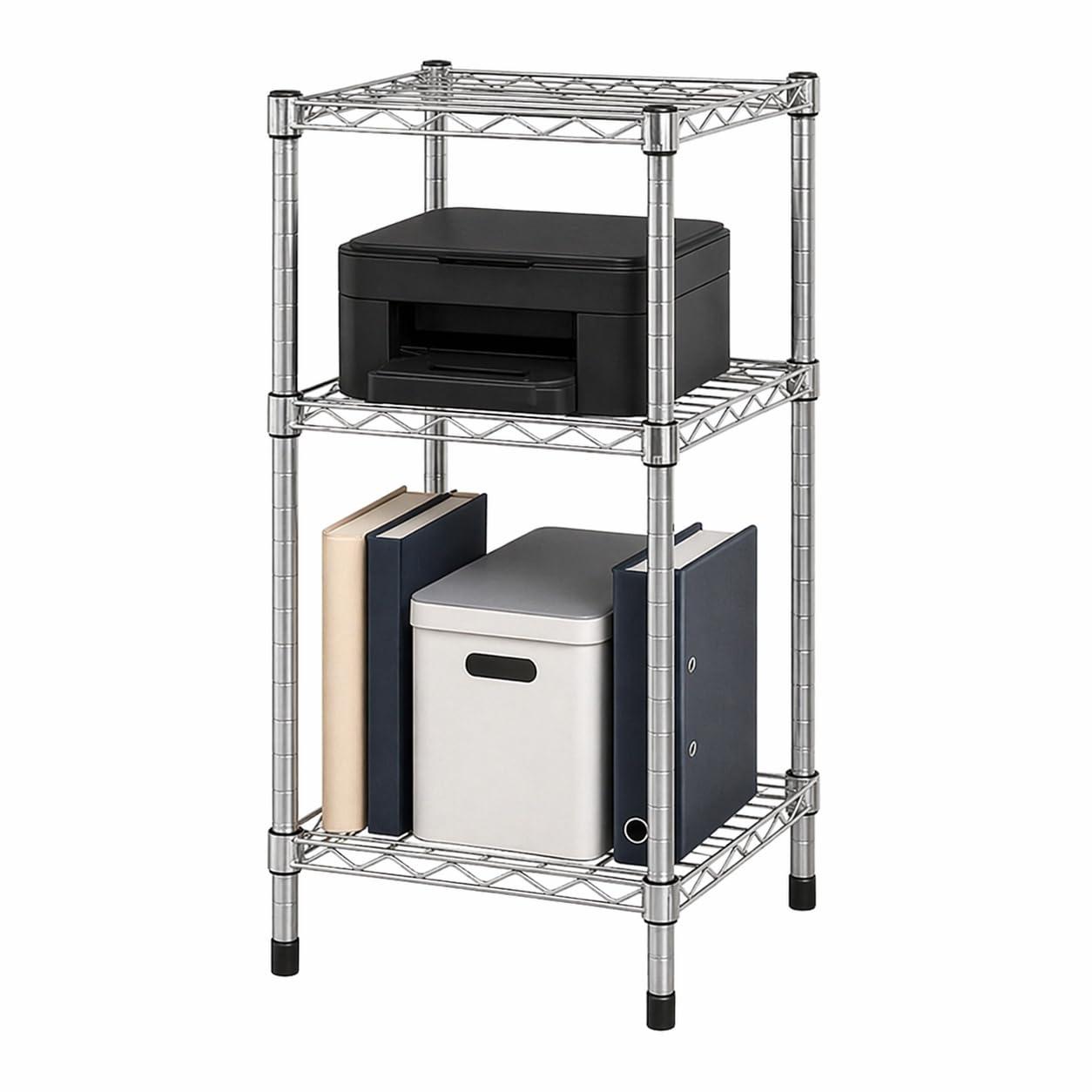 Honey-Can-Do 3-Tier Stackable Chrome Wire Shelf, 200 lb/Shelf, 15x14x30 in