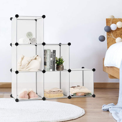 Tangkula 6 Cubes Storage Organizer, DIY Plastic PP Closet Cabinet w/Rustproof Steel Frame, Portable