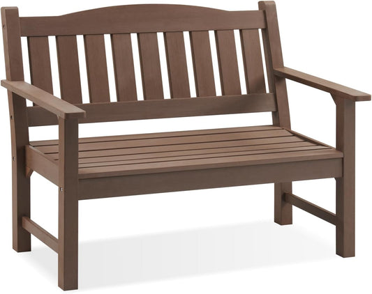 Psilvam 2-Person Outdoor Memorial Bench, All-Weather Poly Lumber Garden Bench, Rot-Resistant