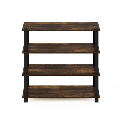 Furinno Turn-S-Tube 4-Tier Shoe Rack, Amber Pine/Black