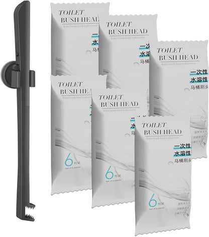 Disposable Toilet Brush with Replaceable Heads, Wall-Mounted Holder, Hygienic Bathroom Cleaning Tool (Dark Grey Toilet Brush + 36 Refills)