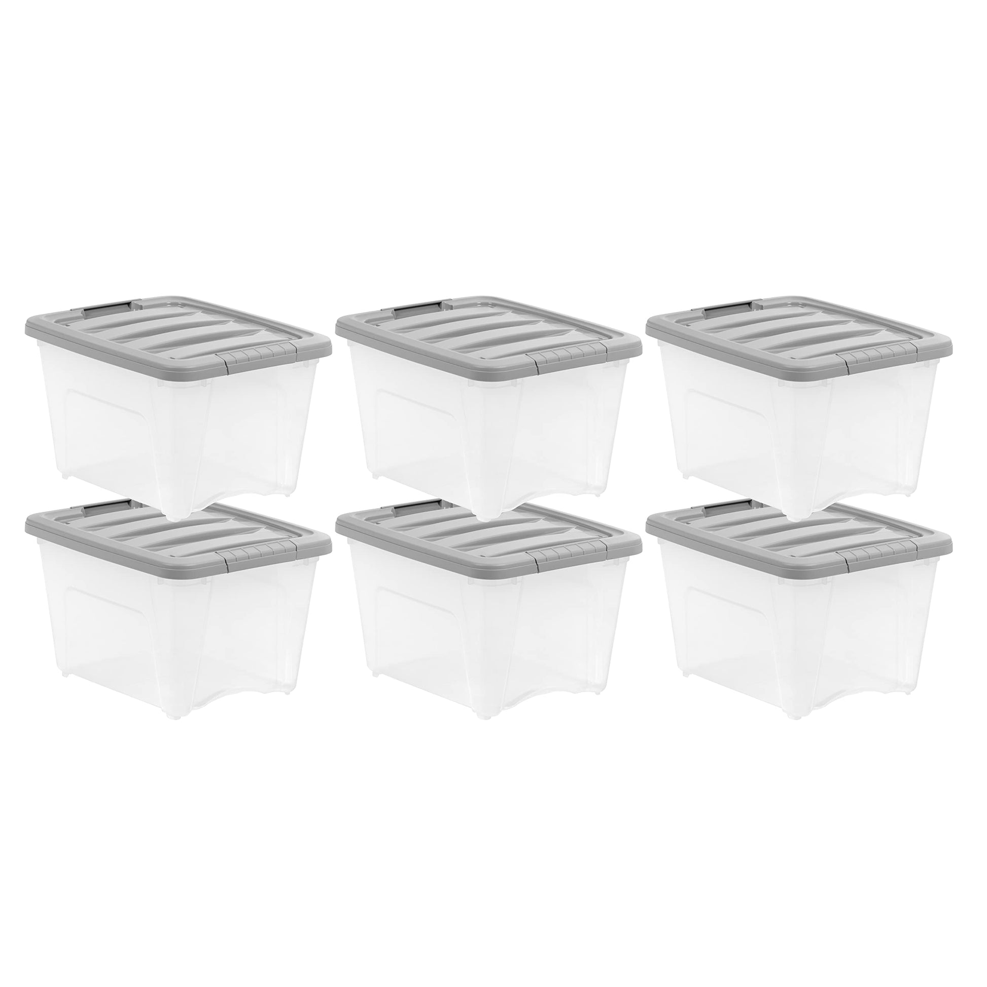 Amazon Basics Plastic Storage Containers with Secure Latching Lids, Stackable Organization Bins