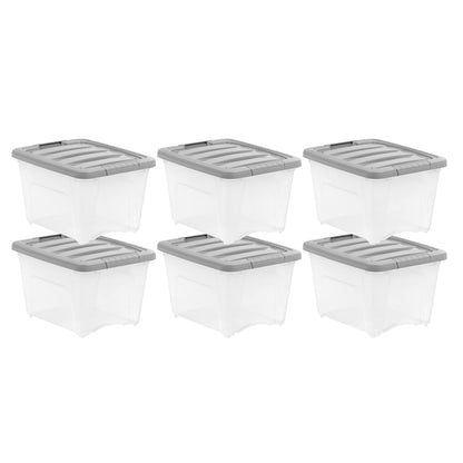 Amazon Basics Plastic Storage Containers with Secure Latching Lids, Stackable Organization Bins