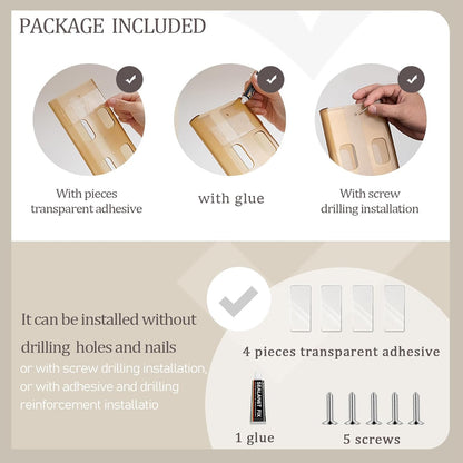 2Pack Wine Glass Rack, Punch-free Stemware Rack for Kitchen and Bar (Amber)