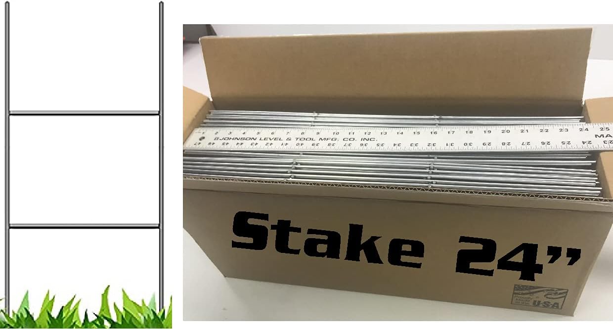 Yard Signs 10 Pack of Wire Stake x 24 Inch 9 Gauge Galvanized Double H-Frame 24 Tall, 10 Wide Sign Holder, Stake, Stand, stakes, Ship Same Day (Pkg10Stake24)