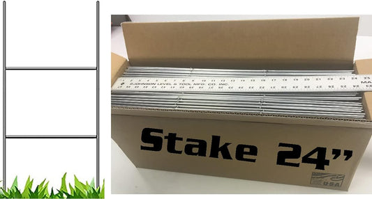 Yard Signs 10 Pack of Wire Stake x 24 Inch 9 Gauge Galvanized Double H-Frame 24 Tall, 10 Wide Sign Holder, Stake, Stand, stakes, Ship Same Day (Pkg10Stake24)
