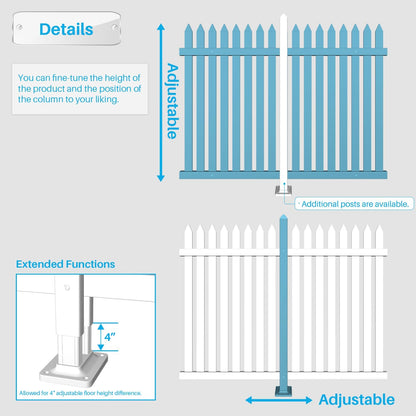 Patio Vinyl Picket Fence White Panels 30" H x 84" W PVC Garden Fences Plastic Decorative for Yard Porch Patio Deck Pool Air Conditioner Safety Dog Fencing (34 Pickets, Straight)