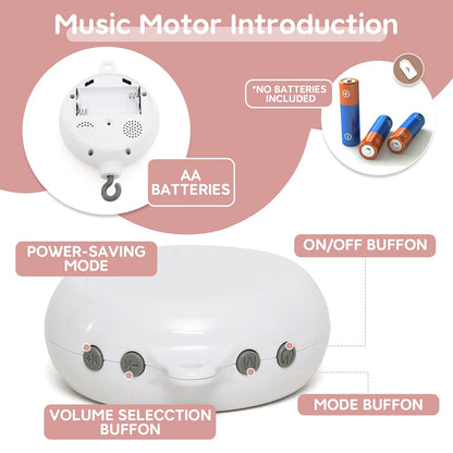 Baby Crib Mobile - Elephant Mobile for Crib with 25 Inches Mobile Arm and 35 Lullabies Musical Box, 3 Modes Digital, Volume Control, Essential Gift for Infant Boys Girls Bedroom Hanging Decor