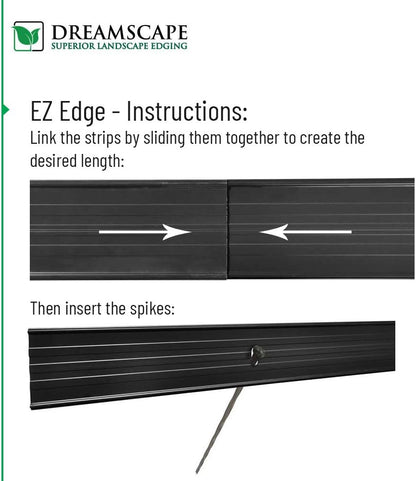 Dreamscape E-Z Edge Aluminum Landscape Edging - 4 Strips, 6ft Each (24ft Total), Black Painted - Professional Quality Landscaping Border, Metal Divider for Lawn, Garden, Flowerbed