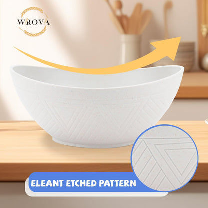 Big Wheat Straw Bowls,Unbreakable Large Salad Bowls,Dishwasher and Microware Safe Plastic Bowls Reusable,Kitchen Bowl Set for Salad,Cereal,Soup and Oatmeal.Black and White