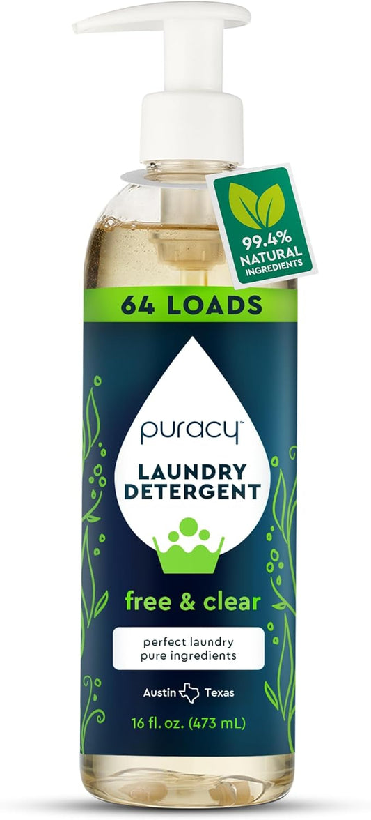 Puracy Laundry Detergent - Enzyme-Powered Liquid Laundry Detergent Concentrate, Natural Laundry