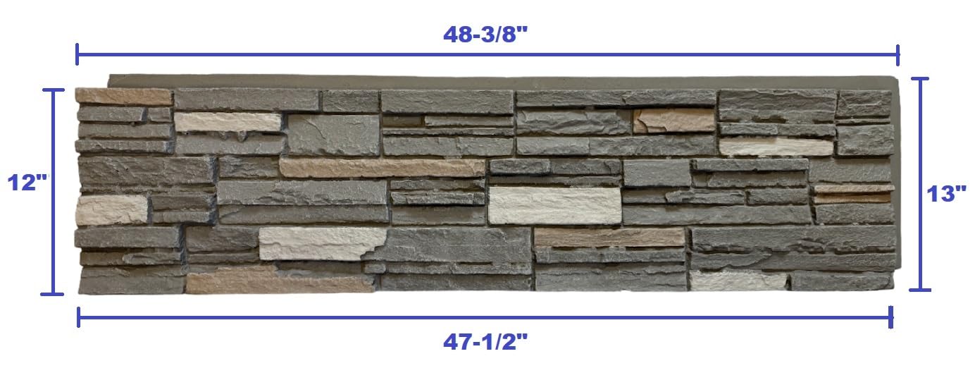 OTECKO 6-Pack Faux Stone Wall Panel 48 in x 13 in x 2 in Stacked Stone High Density Polyurethane Wall Siding Panels 24 sq ft, Easy Install, Interior/Exterior Sierra Nevada (Earthtone)