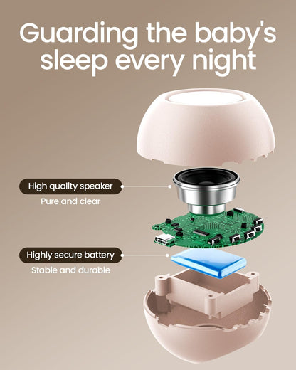 2025 Mom's Choice Awards, Portable Sound Machine for Baby Adult, AI Cry Detection, 18 Soothing Sound, Bluetooth Rechargeable White Noise Machine for Home Office Travel, Nursery Light, Pink