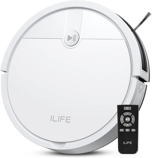 ILIFE V2 Robot Vacuum Cleaner, Tangle-Free Suction, 120 Mins Runtime, Slim, Self-Charging Robotic
