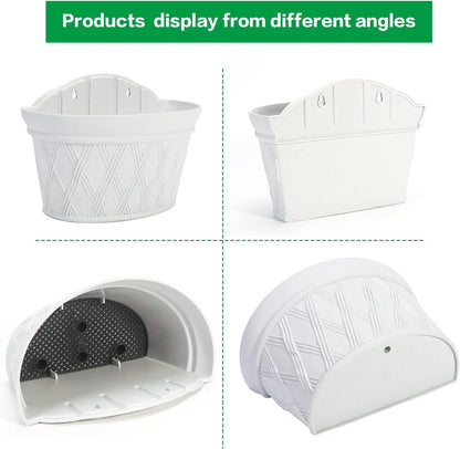 Sungmor Wall Hanging Planters,11.5 Inch Hanging Flower Pots for Railing Fence - Indoor Outdoor Balcony Wall Hanging Basket, Plastic Plant Pot Container - Half Round & 3PC Pack & Grey White