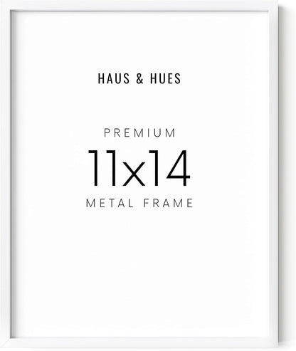 HAUS AND HUES White 11x14 Picture Frame, Aluminum, Modern, 14.0x11.0 inches, 0.75 inches Deep, 1 Piece, Unisex Adult, White