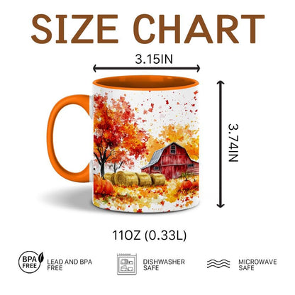 Fall Farm Coffee Mug - Farm Lover Mugs Gifts for Women Men - Autumn Decor Gifts For Home Farmhouse Thanksgiving - 11oz Printed Ceramic Mug