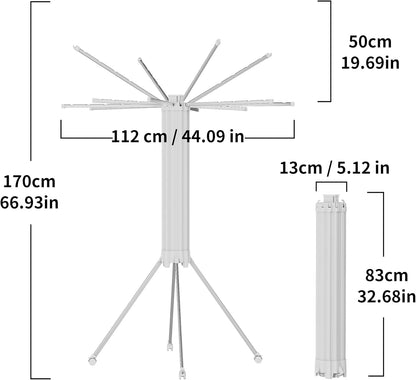 JOOM 4 Legs Single Layer Clothes Drying Rack, Garment Rack Portable and Foldable Space Saving Laundry Drying Rack - Drying Rack Clothing Floor Folding Balcony Bedroom Household Aluminum
