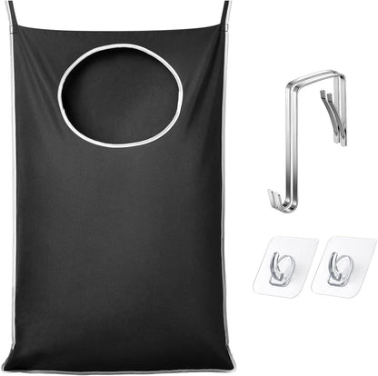 KEEPJOY XL Black Door Hanging Laundry Hamper, Large Size 36.5X22.5 inch Hanging Laundry Bag with Large Opening and 2 Strong Hooks for Whole Family Dirty Clothes
