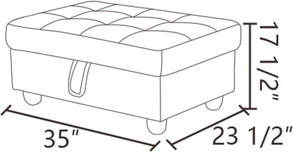 Ottoman Rectangular Storage Ottoman Bench, Flannel Footrest Stool Footstool with Lid for Living Room, Bedroom, Entryway, Gray, 35"x23.5"x17.5"