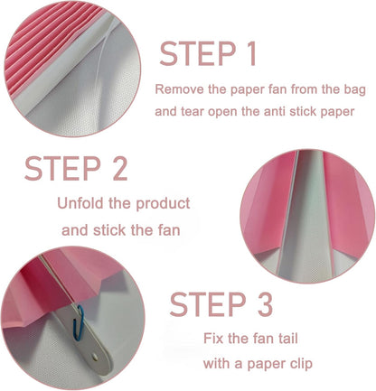 Pink Party Decorations,Pink Paper Decorations for Party,Baby Shower Decorations Party Paper Fans Bulk 8in,Schoolgirl Style Classroom Decor for Party 30 Color DIY Set （Pink）