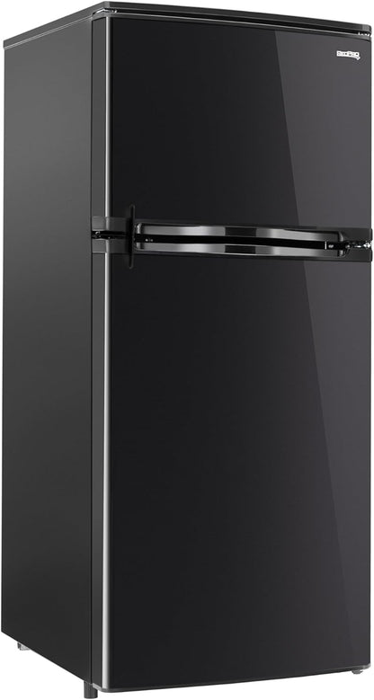 RecPro 4.4 Cu Ft 12V RV Refrigerator with Freezer | Frost-Free, Black Finish | Adjustable Shelves, Reversible Door, Built-In Lock | Off-Grid Camper Fridge | 19.5”W x 23.5”D x 43.5”H