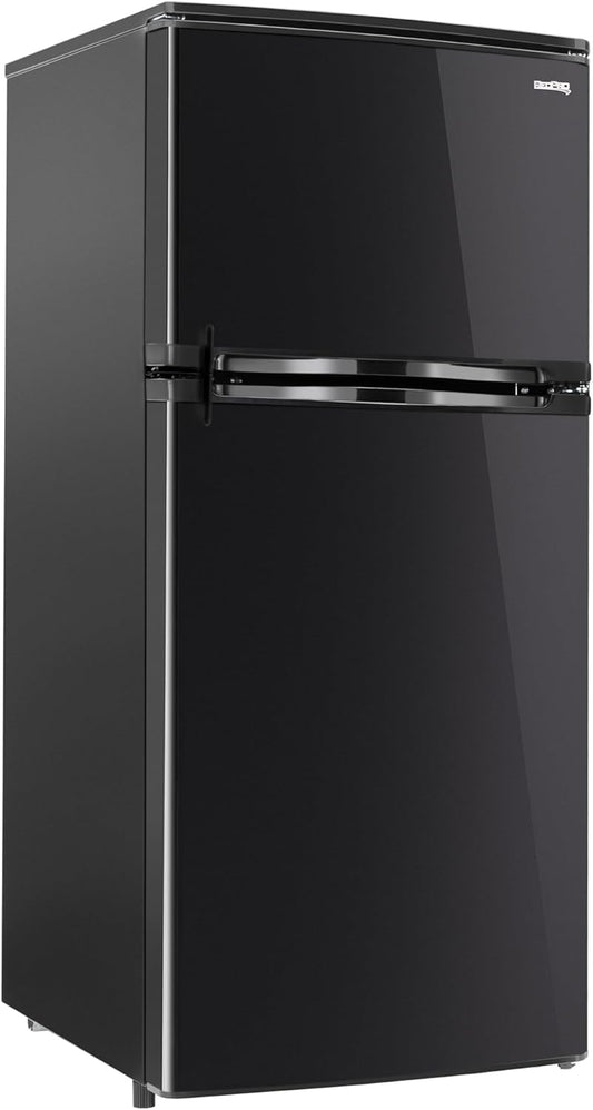 RecPro 4.4 Cu Ft 12V RV Refrigerator with Freezer | Frost-Free, Black Finish | Adjustable Shelves, Reversible Door, Built-In Lock | Off-Grid Camper Fridge | 19.5”W x 23.5”D x 43.5”H