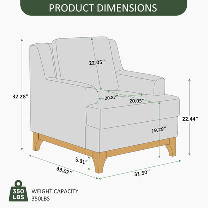 Oversized Accent Chair, Modern Boucle Armchair with Wood Legs, Modern Reading Chair with Thick Cushion, Comfy Chairs for Living Rooms, Bedrooms, Reading nooks and Apartments