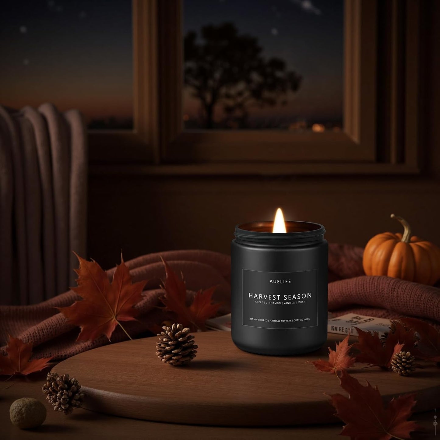 Fall Candle - Harvest Season Scented Candles, Fall Soy Candle for Home Decor, 7 oz Natural Soy Wax ??Long-Lasting Autumn Candles, Aromatherapy Gift for Women & Thanksgiving, 7oz