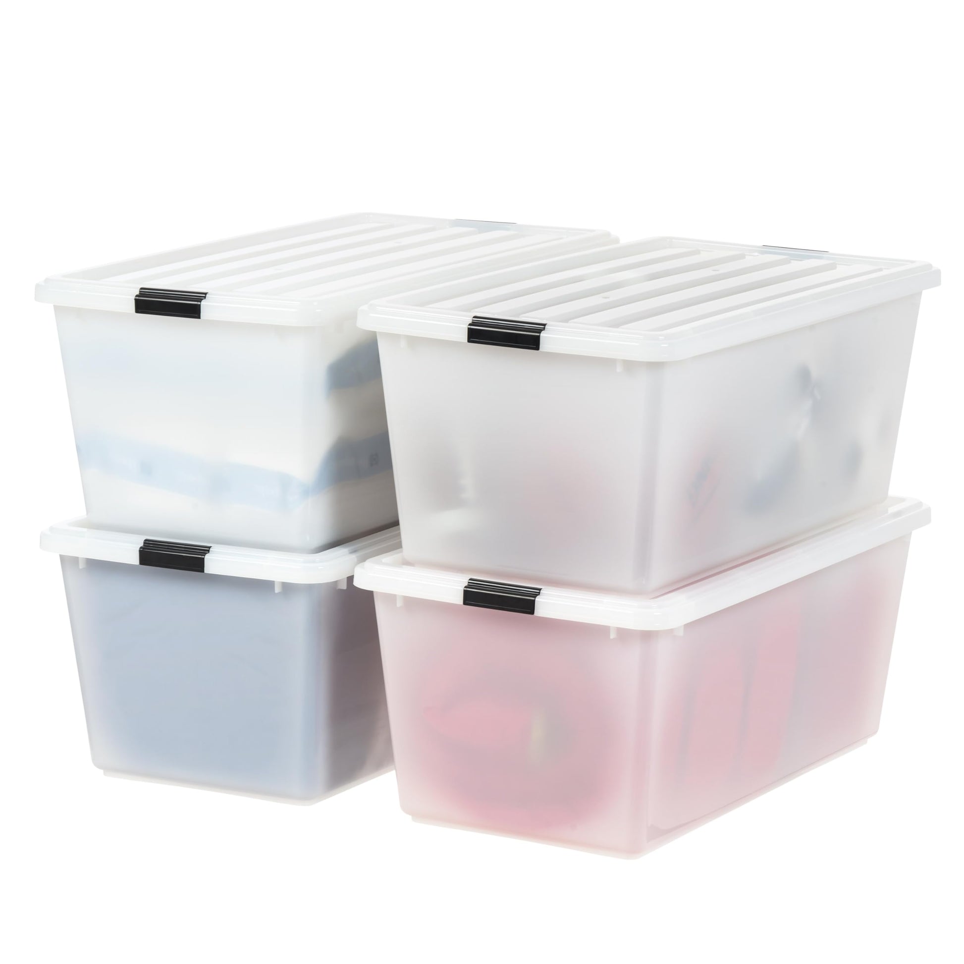 IRIS USA 4-Pack 91 Qt Stackable Storage Bins with Lids, Pearl