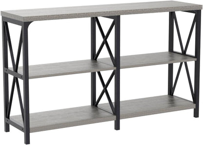 LVB Farmhouse Sofa Table, Rustic Console Table for Living Room, Entryway Table with Storage, Hallway Entry Table for Foyer, Light Grey Oak, 47 Inch