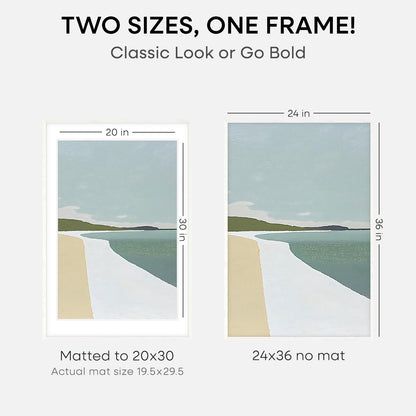 Homeforia White Picture Frame 24x36, High End Oak 24 x 36 Wood Poster Frame with Mat 20 by 30 for Photo, 24x36 Large Wooden Frame Matted to 20x30, 36x24 Thin Frames, Tempered Glass, Wall Kit, Set of 1