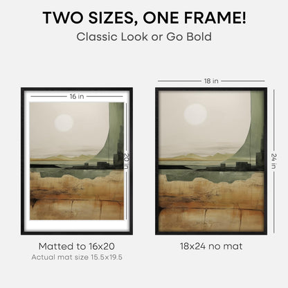 Homeforia Black Wooden Frame 18x24, High End Oak 18x24 Wood Picture Frames with Mat 16x20 Photo, 18 x 24 Poster Frame Matted to 16 by 20 Print, 24x18 Hanging Frames, Tempered Glass, Wall Kit, Set of 1