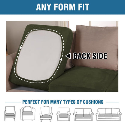 H.VERSAILTEX Velvet Stretch Couch Cushion Cover Plush Cushion Slipcover for Chair Cushion Furniture Protector Seat Cushion Sofa Cover (1 Piece Armchair Cushion Covers, Olive)