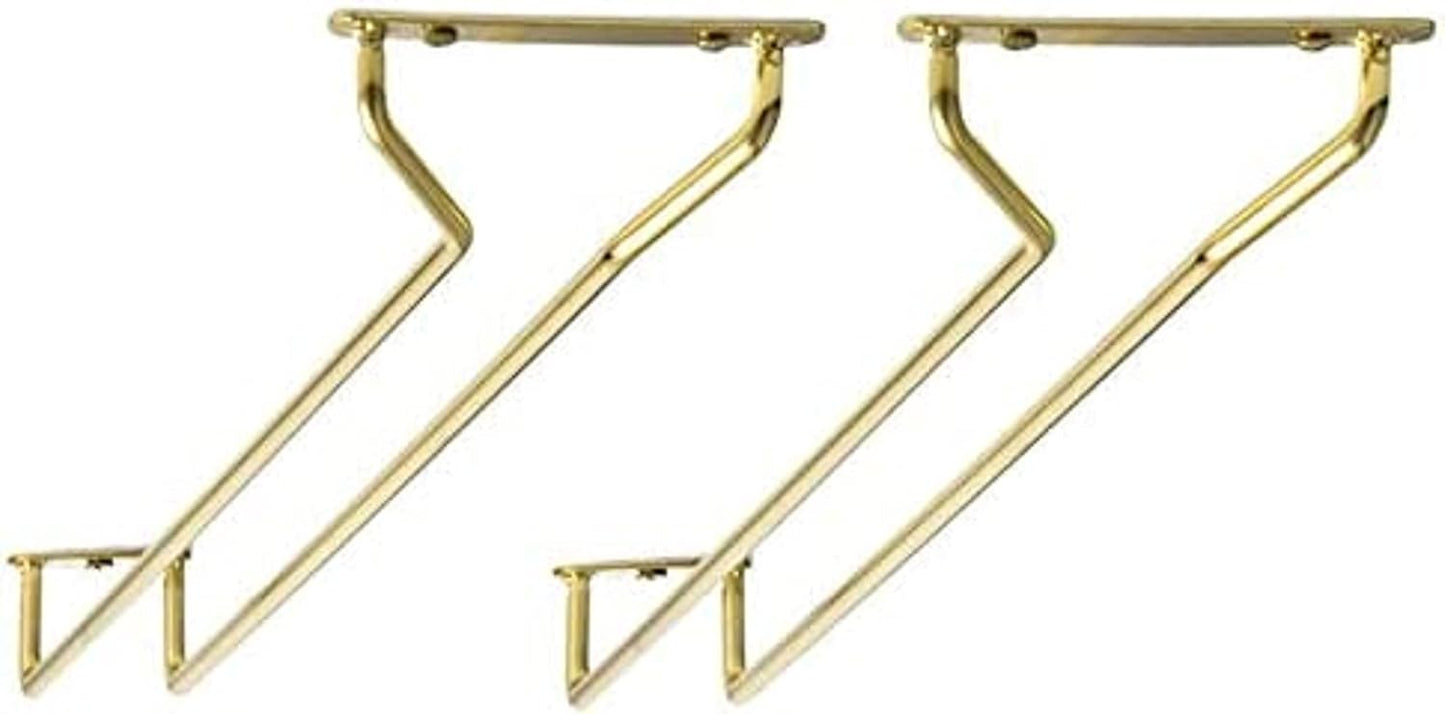 TrueCraftware- 10-Inch Wine Glass Rack Brass Finish Set of 2- Stemware Rack Wire Hanging Rack Under Cabinet Wine Glass Stemware Holder Glass Storage Hanger Organizer for Kitchen and Bar