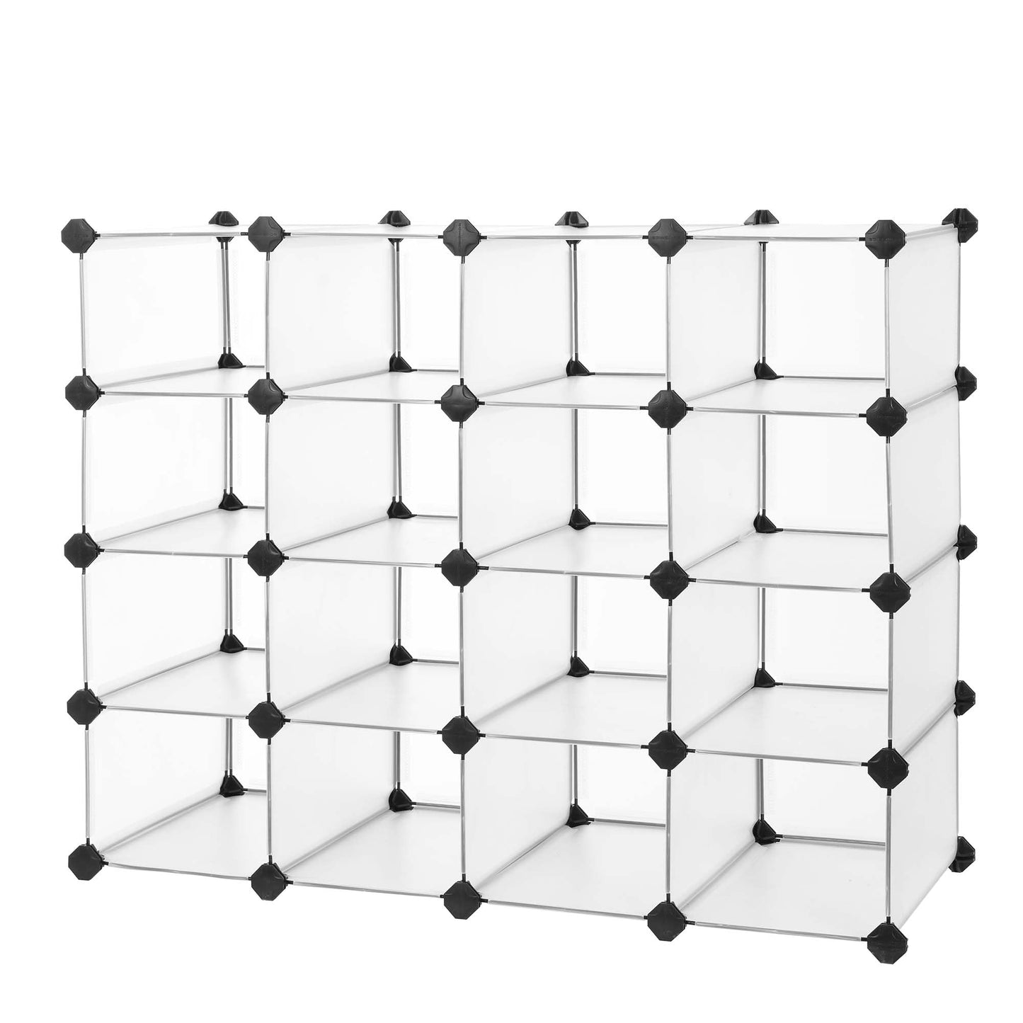 SONGMICS Shoe Rack with 16 Cubes, Interlocking Plastic Shoe Organizer, DIY Storage Cabinet for