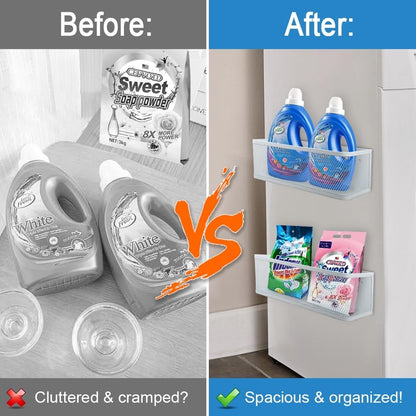 Picowe Magnetic Laundry Organizer, Large Magnet Basket for Laundry Room,16.5lb Capacity Magnetic Shelf for Washer /Dryer, Fridge & Small Spaces ( L, White)