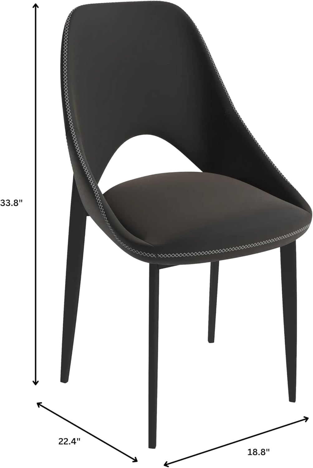 LeisureMod Amalfi Upholstered Fabric Dining Chair – Modern Side Chair with Iron Legs, Mid-Century Accent Chair for Dining Room or Kitchen