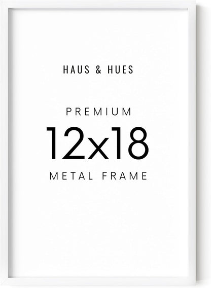 HAUS AND HUES 12x18 White Picture Frame - White 12x18 Frame Aluminum, Vertical & Horizontal Hanging, Shatterproof Plexiglass - Ideal for Home, Room, Office Decor (12x18 in, White)